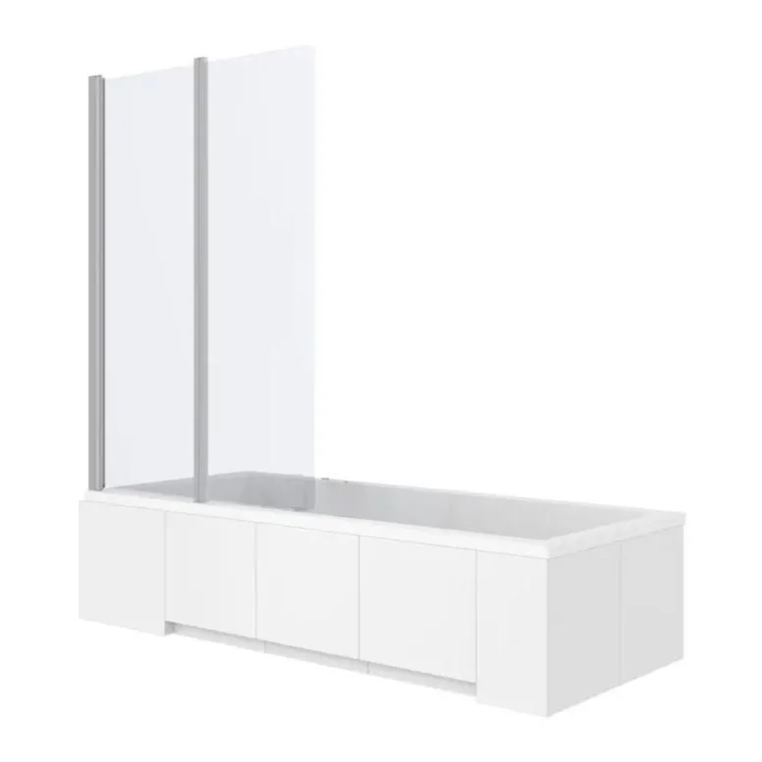 KOLMAN Badewannenaufsatz 2-teilig 100x140 cm ESG 5 mm Klarglas Silber