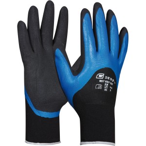 Gebol Wet Grip Arbeitshandschuhe, Größe 10, öl- und wasserabweisend, blaue Handfläche, ideal für nasse Arbeiten.