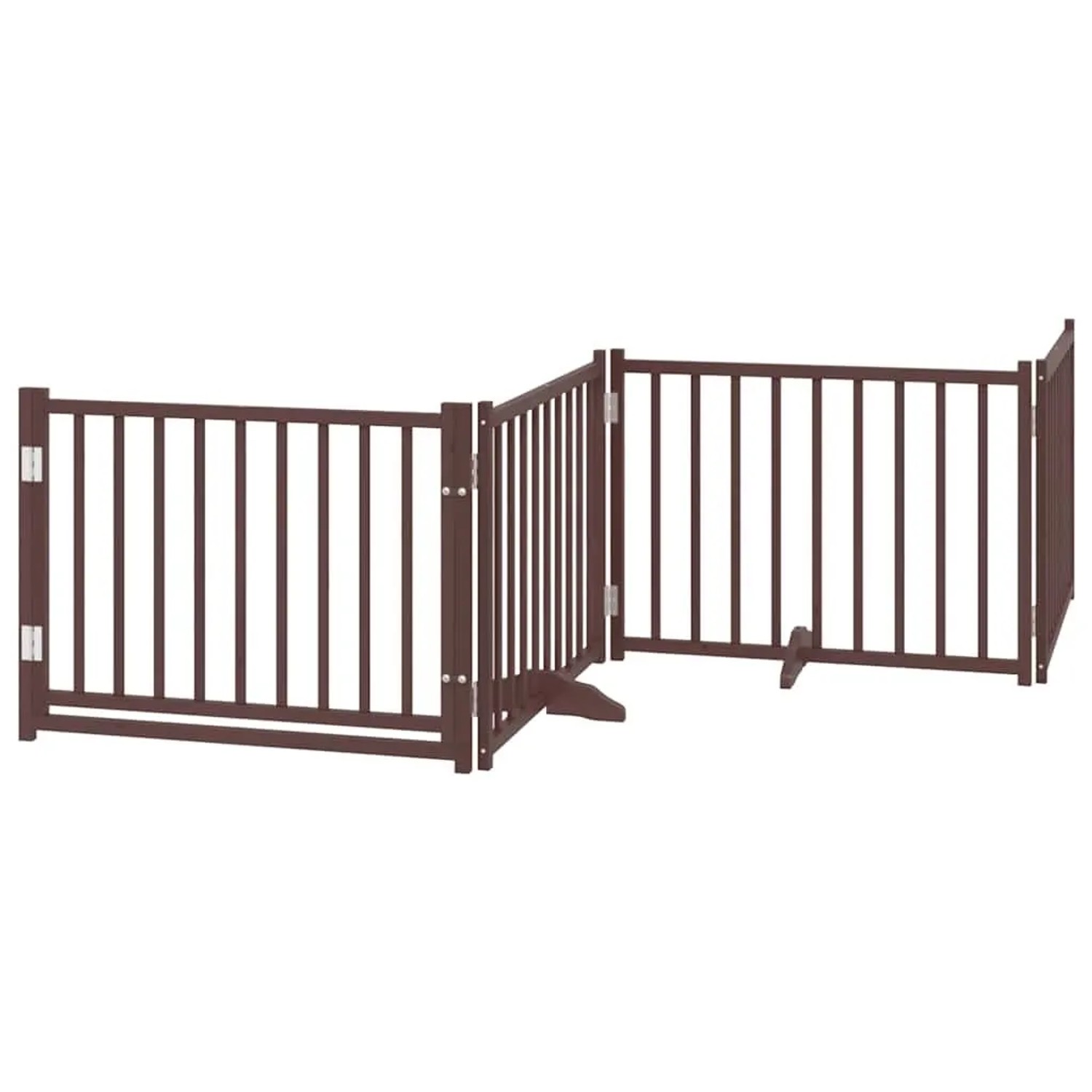 vidaXL 4 Tlg Hundetor mit Tür Faltbar Braun Eiche 320 cm Tannenholz 352297