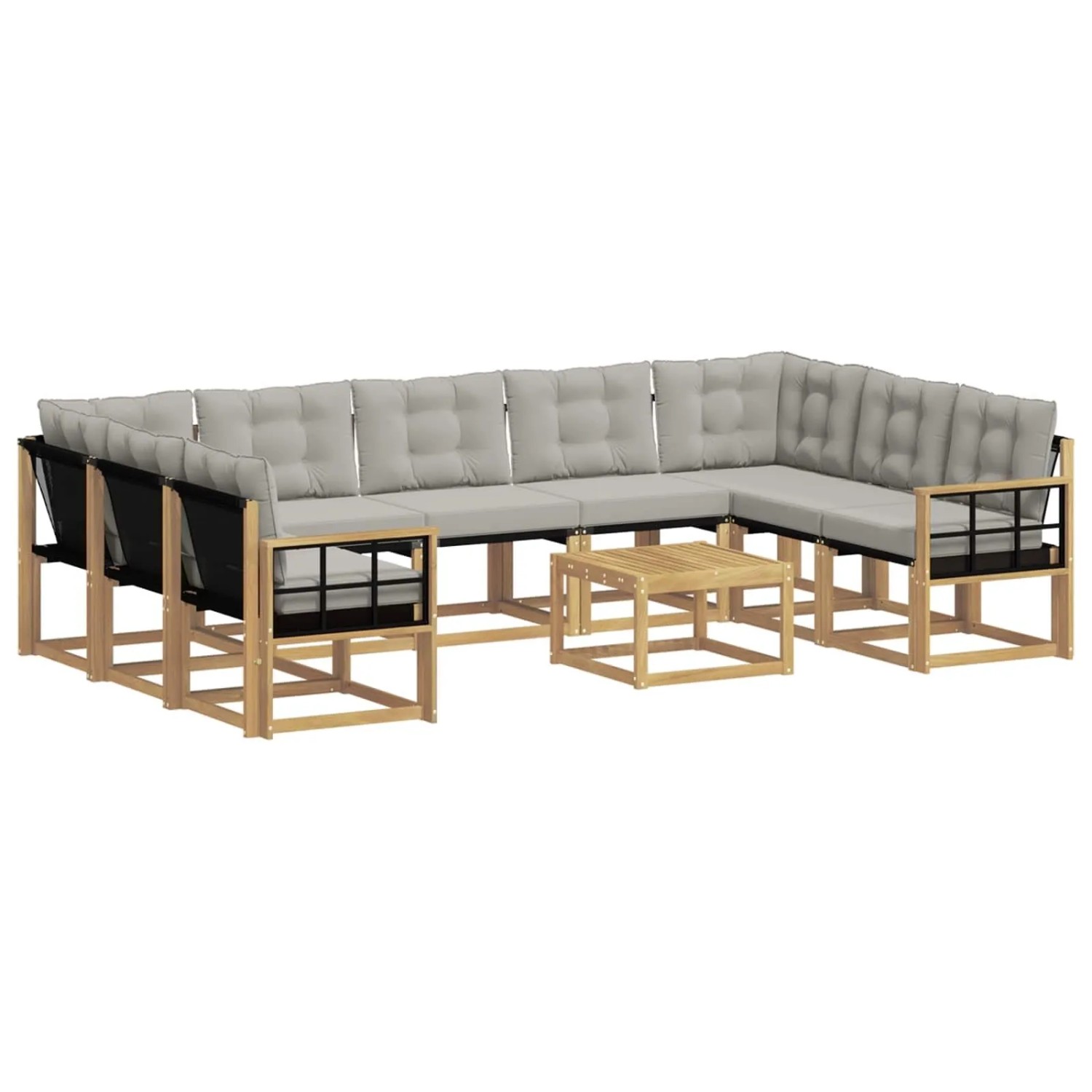 vidaXL Outdoor-Sofagarnitur mit Kissen 10 Stk Weiß und Hellgrau 3389889