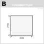 Fundamentplan Karibu Holz-Gartenhaus Neuenburg 2, Maße 208x210 cm.