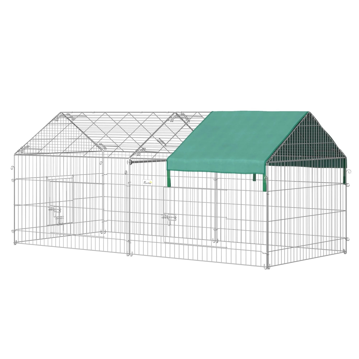 PawHut Freigehege Laufgitter mit Abdeckung Stahl  220 x 103 x 103 cm