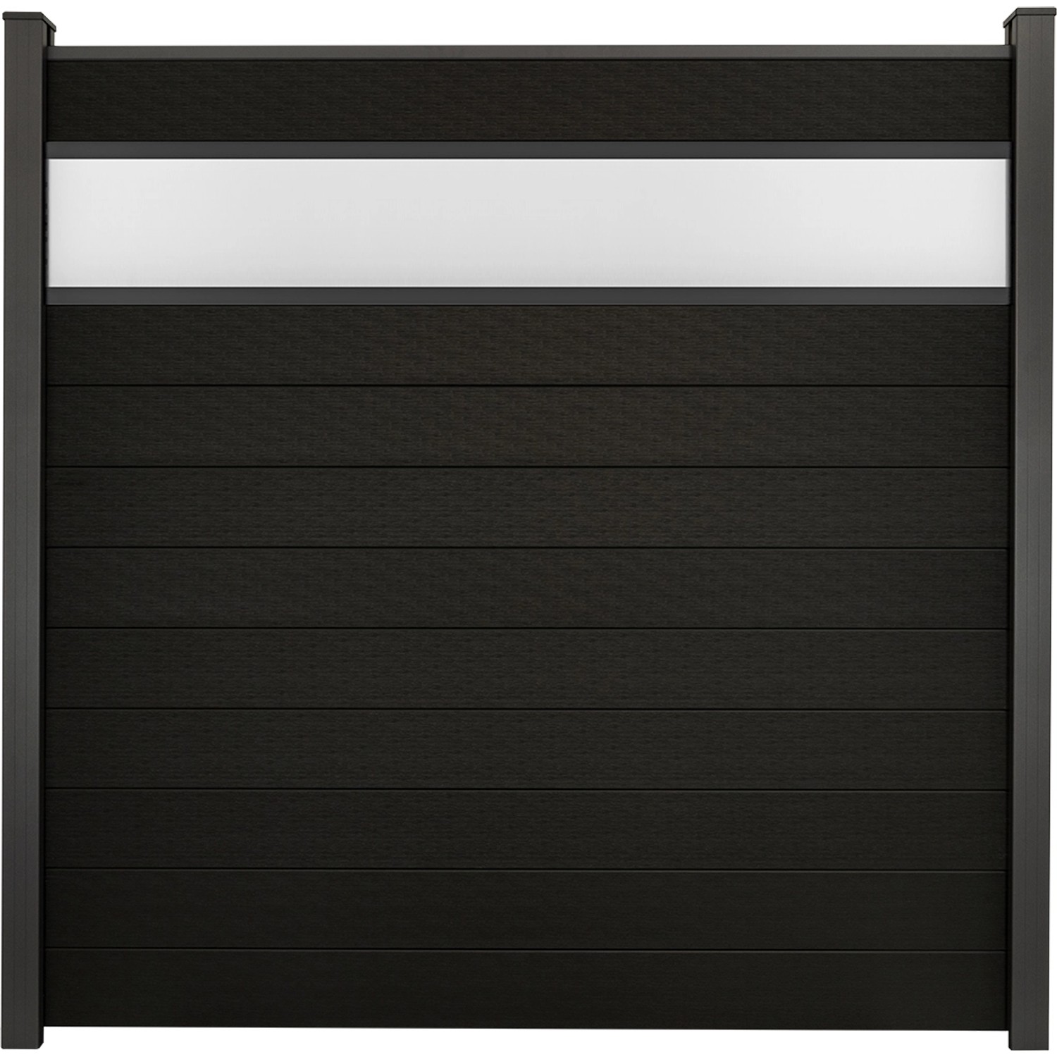GroJa Steckzaun Solid mit Glas-Designeinsatz 30cm 180x180x1,9cm Bi-Color Schwarz
