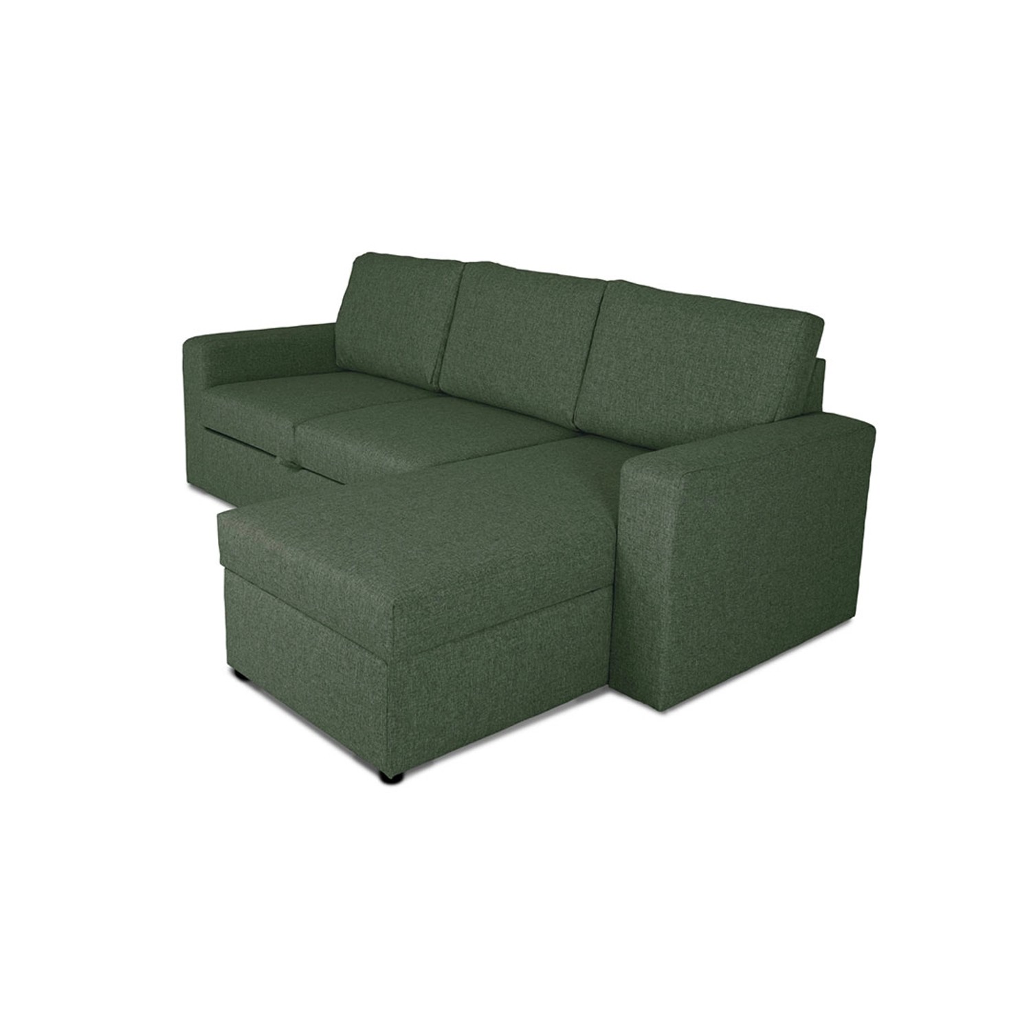 Grünes ebuy24 Odin Schlafsofa Ecksofa mit Stauraum, rechts oder links gewendet.