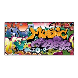 Banjado Magnettafel 78x37cm mit Graffiti-Motiv. Magnetwand aus Metall inkl. 4 Magnete.