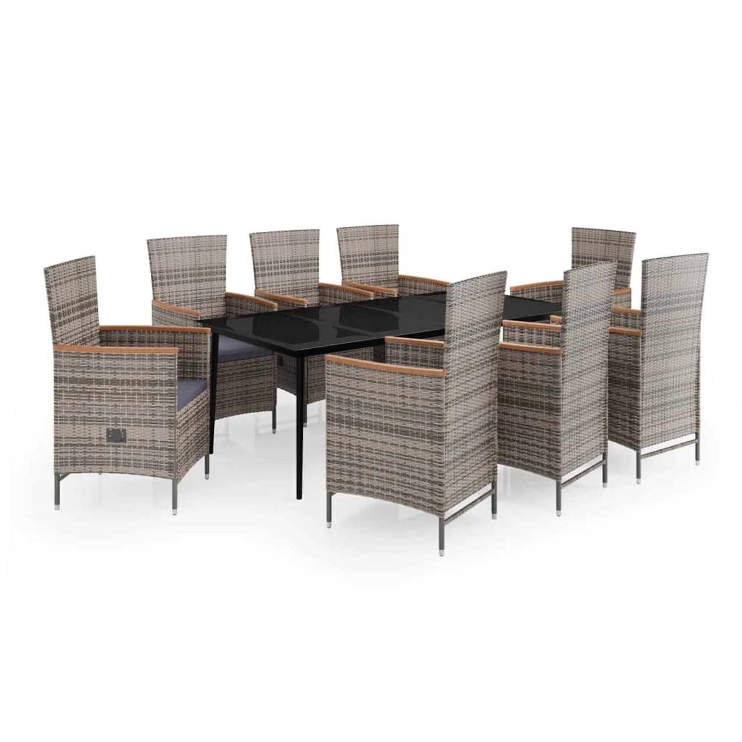 vidaXL 9-Tlg Garten-Essgruppe mit Auflagen Grau 3099454