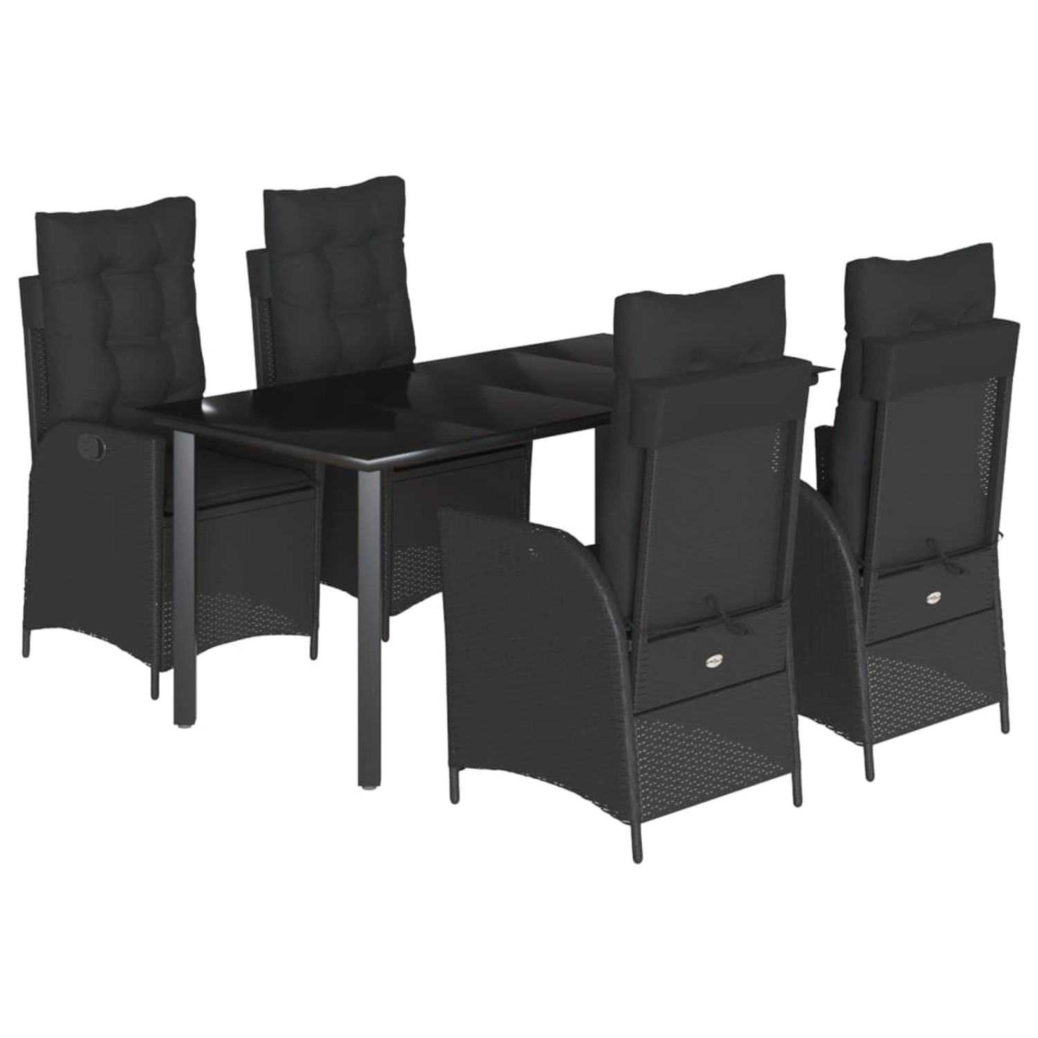 vidaXL 5-Tlg Garten-Essgruppe mit Kissen Schwarz Poly Rattan 3213188 günstig online kaufen