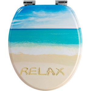 Sanfino WC-Sitz Take it Easy mit Strandmotiv und Absenkautomatik.