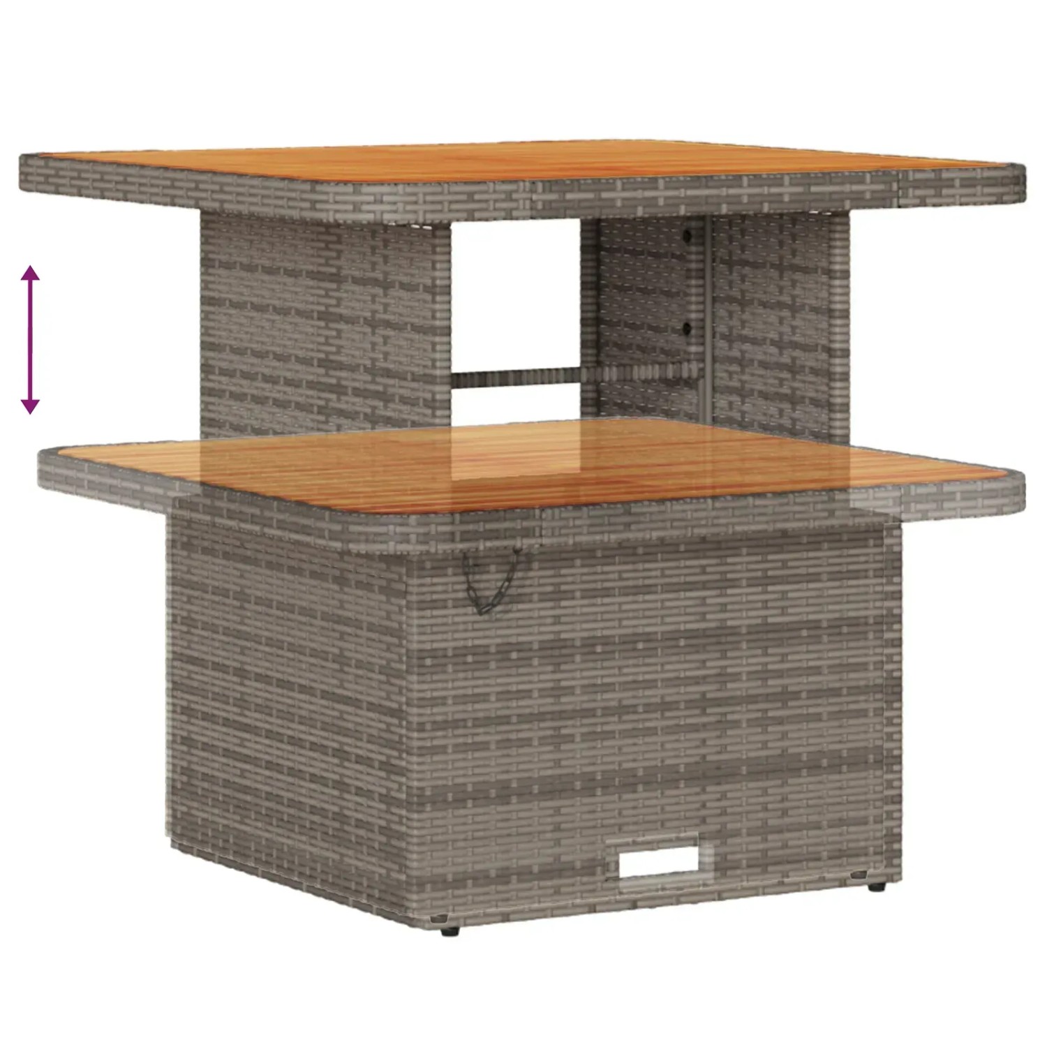 vidaXL Gartenmöbel-Set, 9-teilig, grau, Poly Rattan, mit Tisch und Kissen.