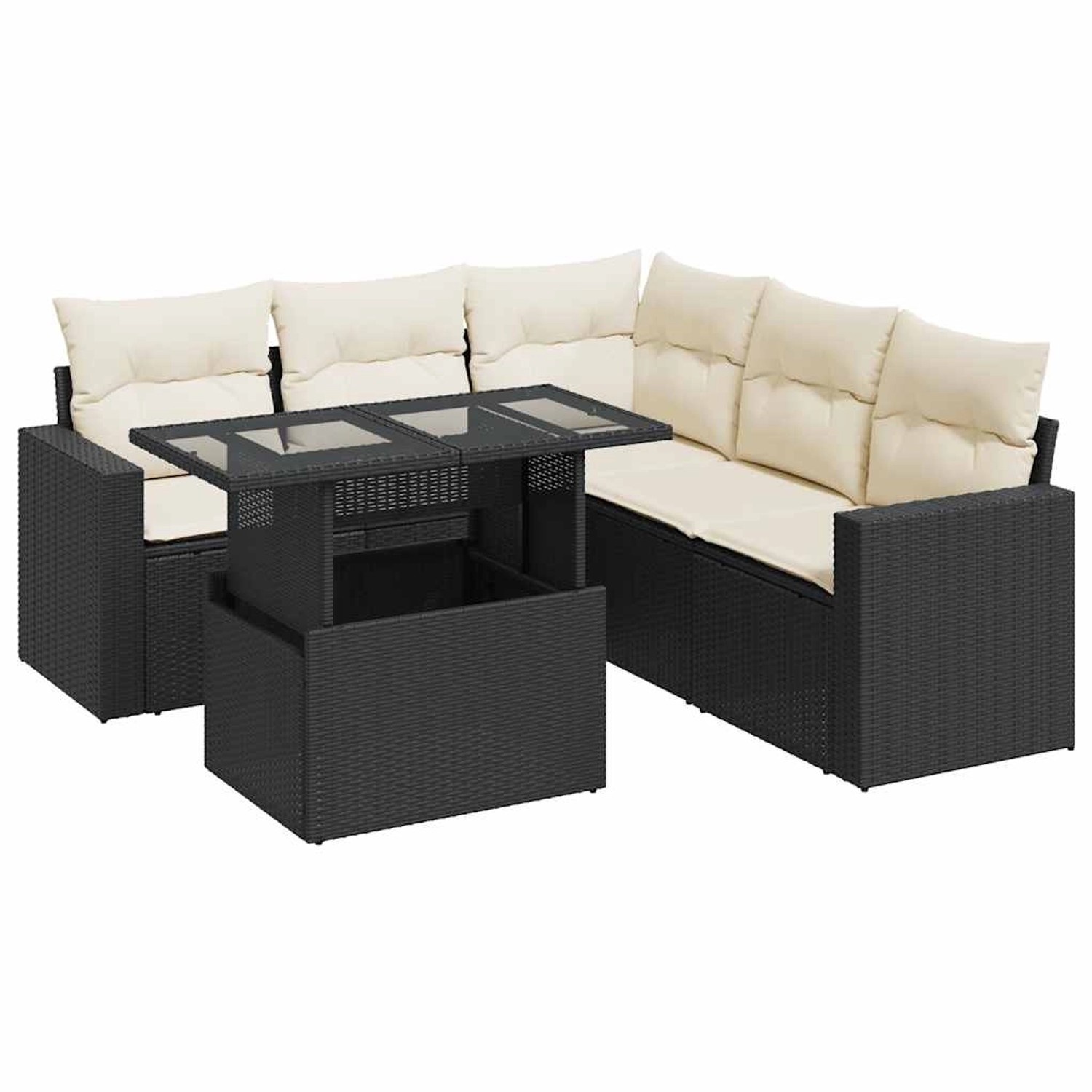 vidaXL 6-Tlg Garten-Sofagarnitur mit Kissen Schwarz Poly Rattan 3326317 günstig online kaufen