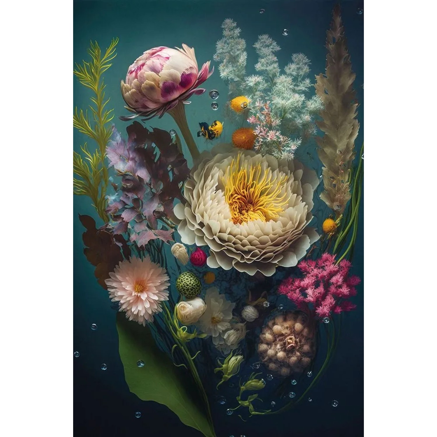 Art Universe Glasbilder Water Flowers 80 x 120 cm