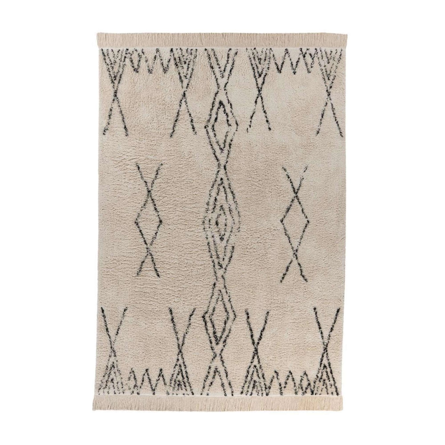 MeGusta Kurzflor Teppich Modern Creme Schwarz pflegeleicht 120 x 170 cm günstig online kaufen