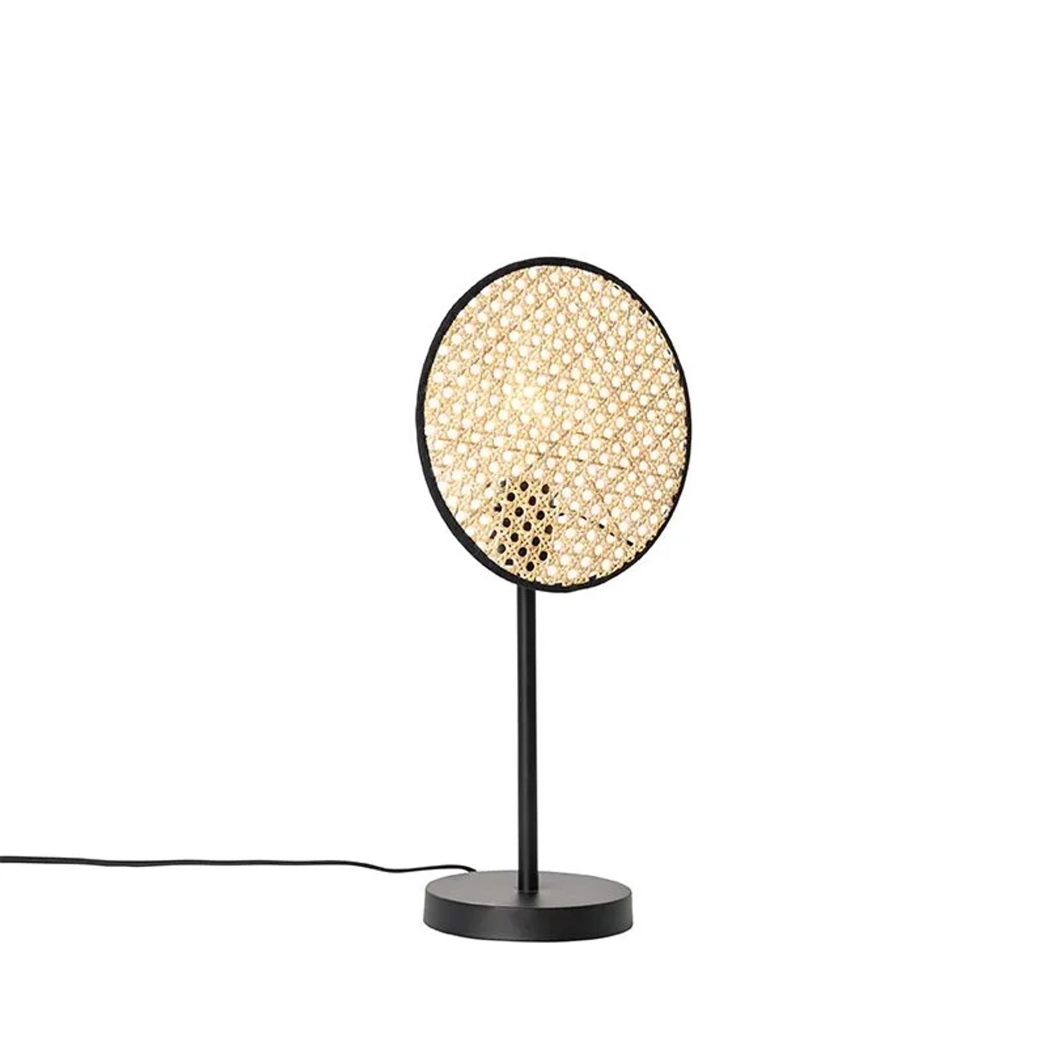 QAZQA Country Tischlampe Schwarz mit Rattan 25 cm Kata