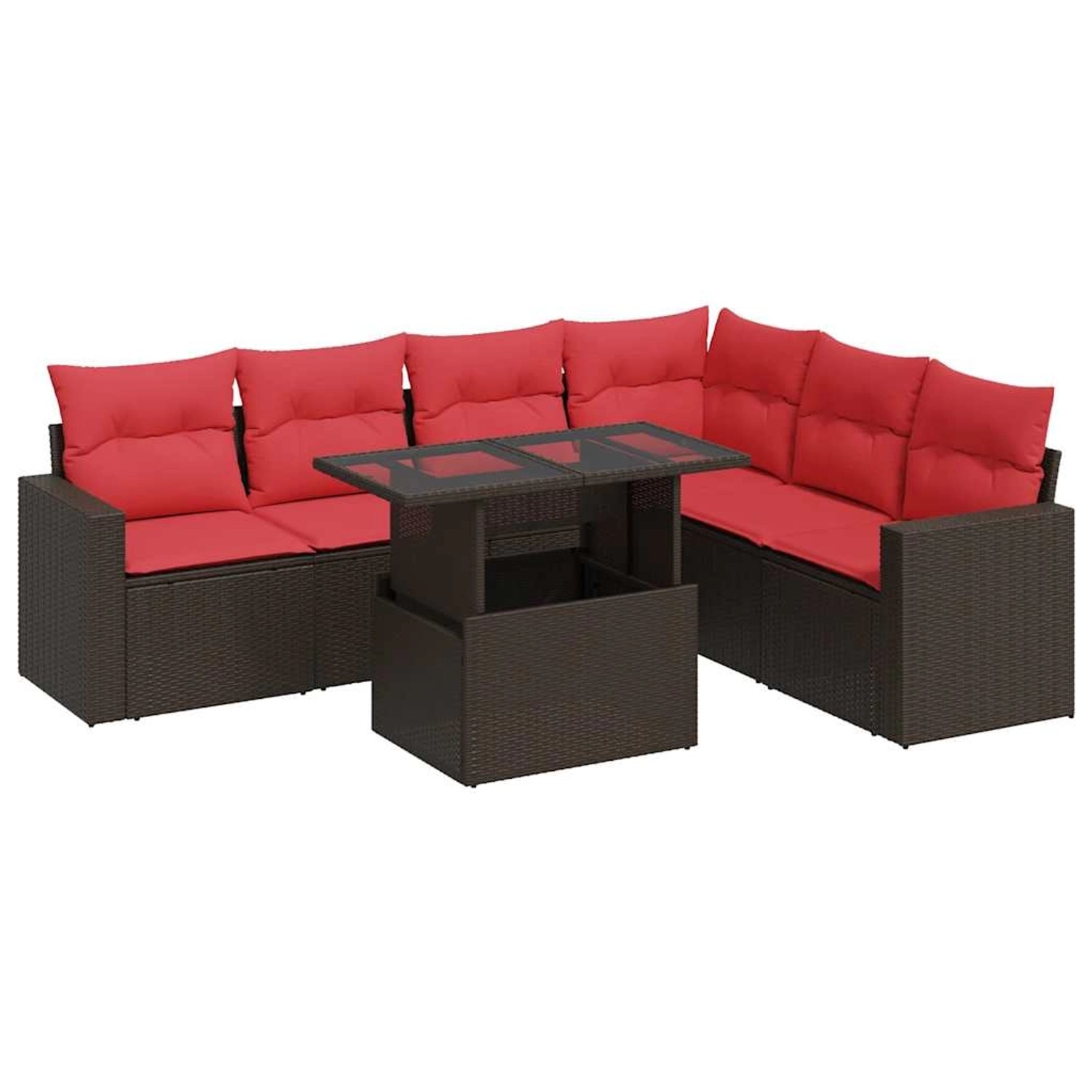 vidaXL 7-Tlg Garten-Sofagarnitur mit Kissen Grau Poly Rattan Akazie 3326335 günstig online kaufen