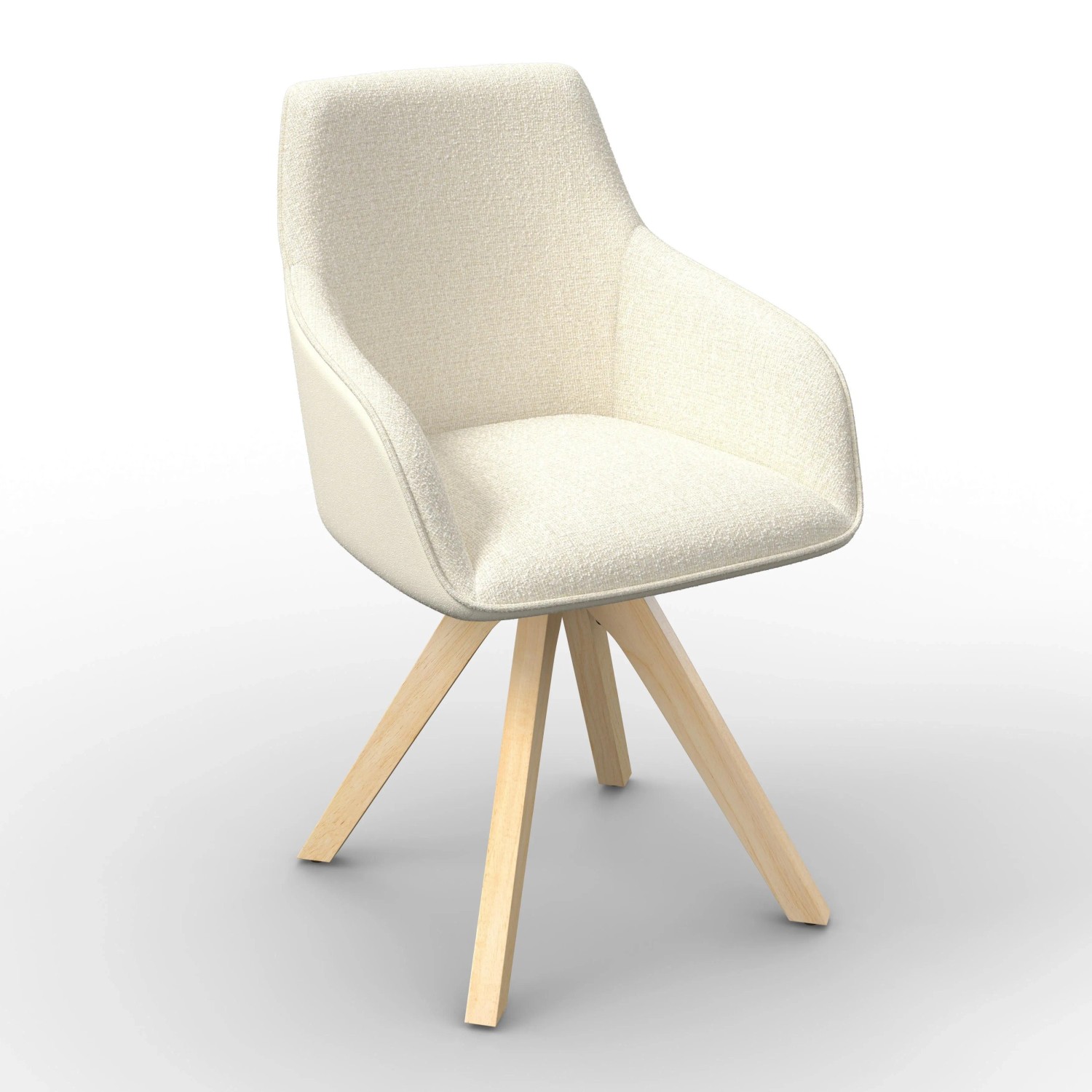 Bessagi Home Armlehnstuhl Serena Creme Chenille/Leinenoptik Drehbar