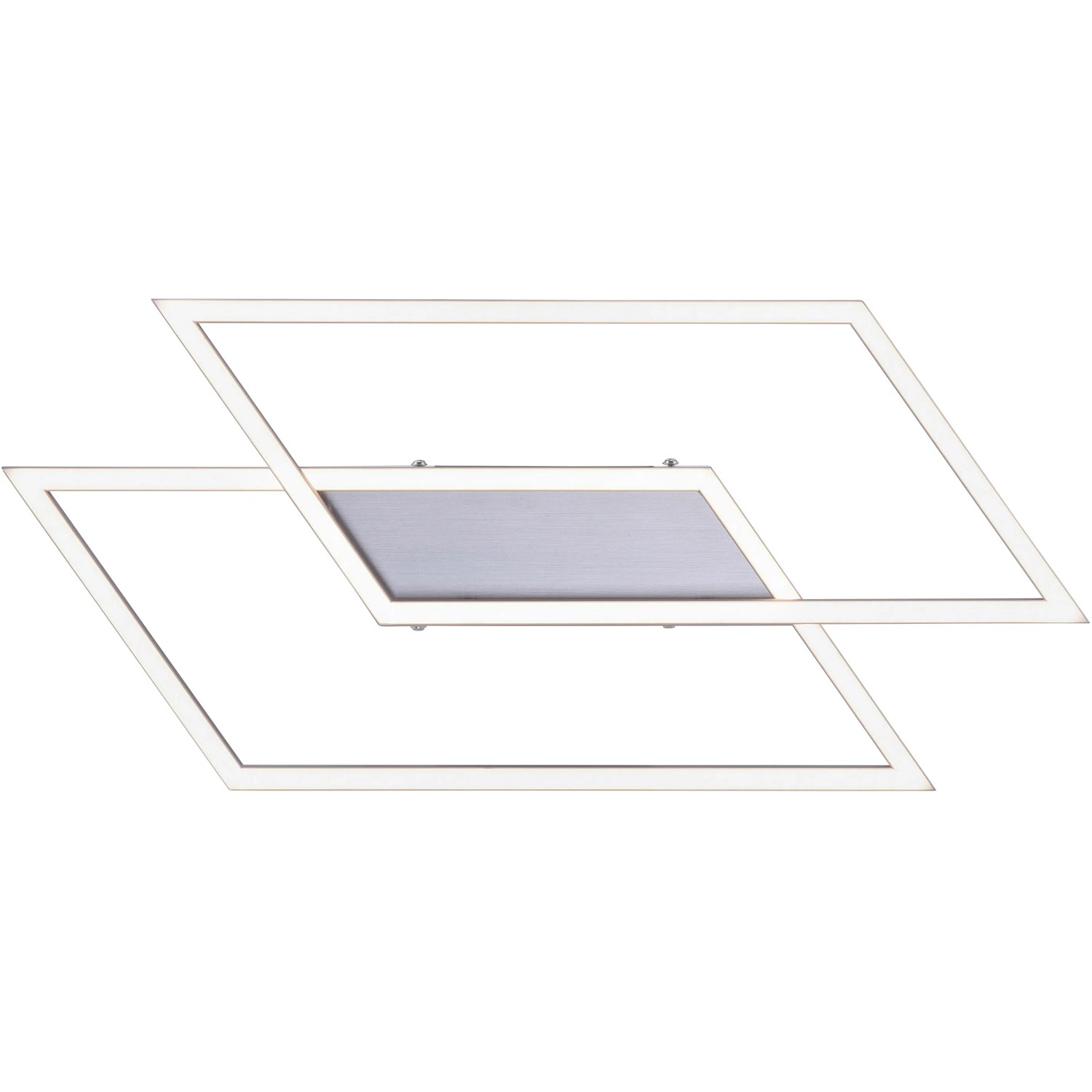 Moderne Paul Neuhaus LED-Deckenleuchte Inigo aus Stahl, 53,8x24,2cm, mit zwei Quadraten.