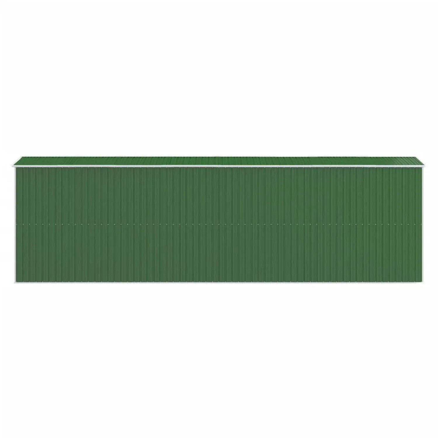 Grüner vidaXL Geräteschuppen aus verzinktem Stahl, 192x689x223 cm, zur Aufbewahrung von Gartengeräten.