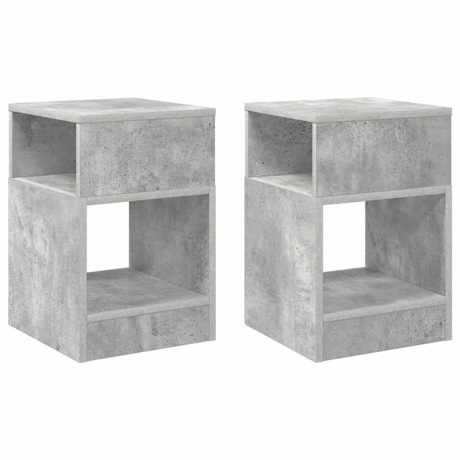 vidaXL Beistelltisch 2 Stk Beton Grau 30,5 x 30 x 45 cm Holzwerkstoff 890903