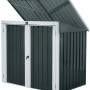 Home Deluxe Mülltonnenbox Basura für 2 Tonnen, Pultdach geöffnet, abschließbare Flügeltüren, Stahl verzinkt.