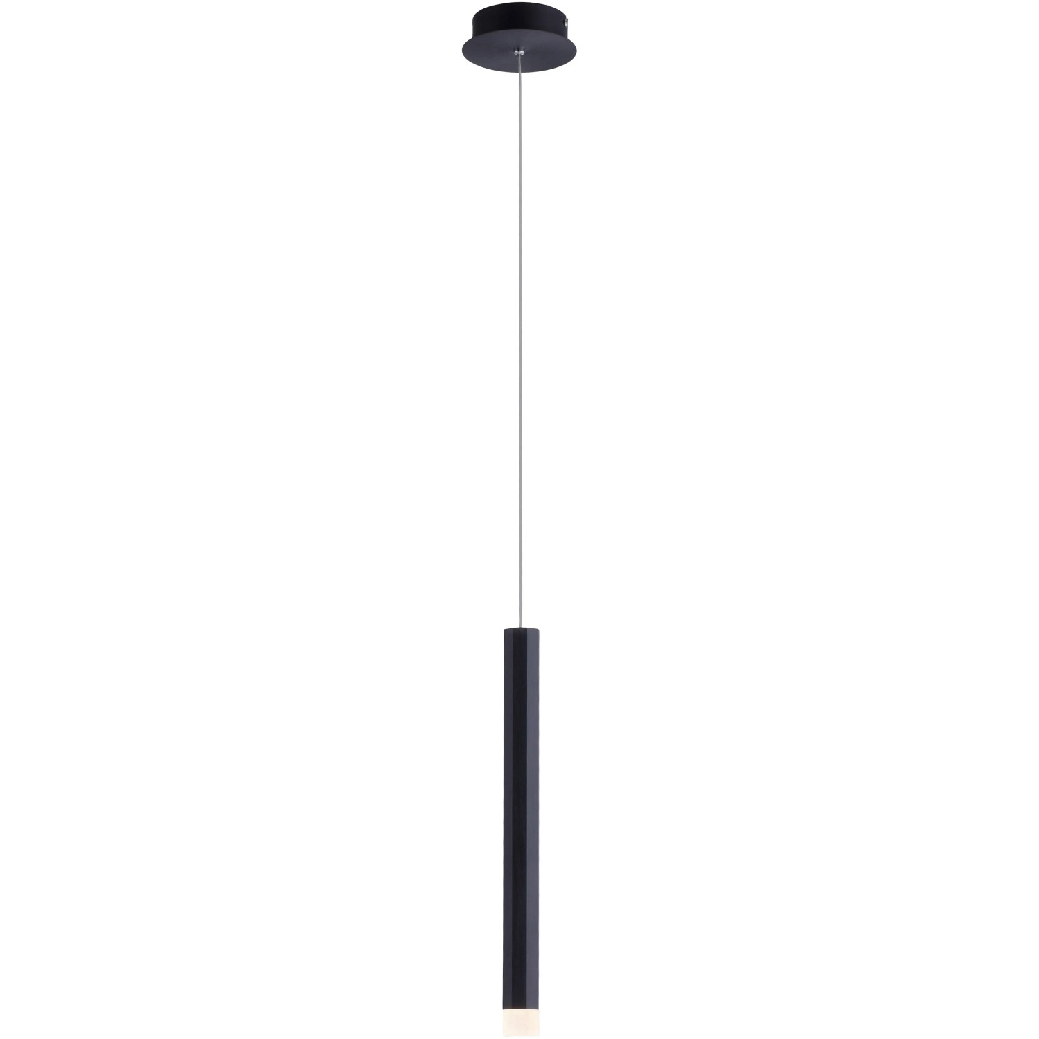Schwarze LED-Pendelleuchte Bruno, 1-flammig, schlankes Design, 15x120 cm.