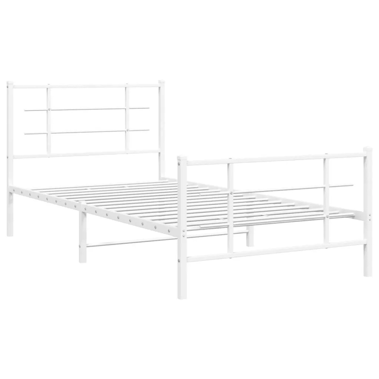 vidaXL Bettgestell mit Kopf- und Fußteil Metall Weiß 107x203 cm 355624 günstig online kaufen
