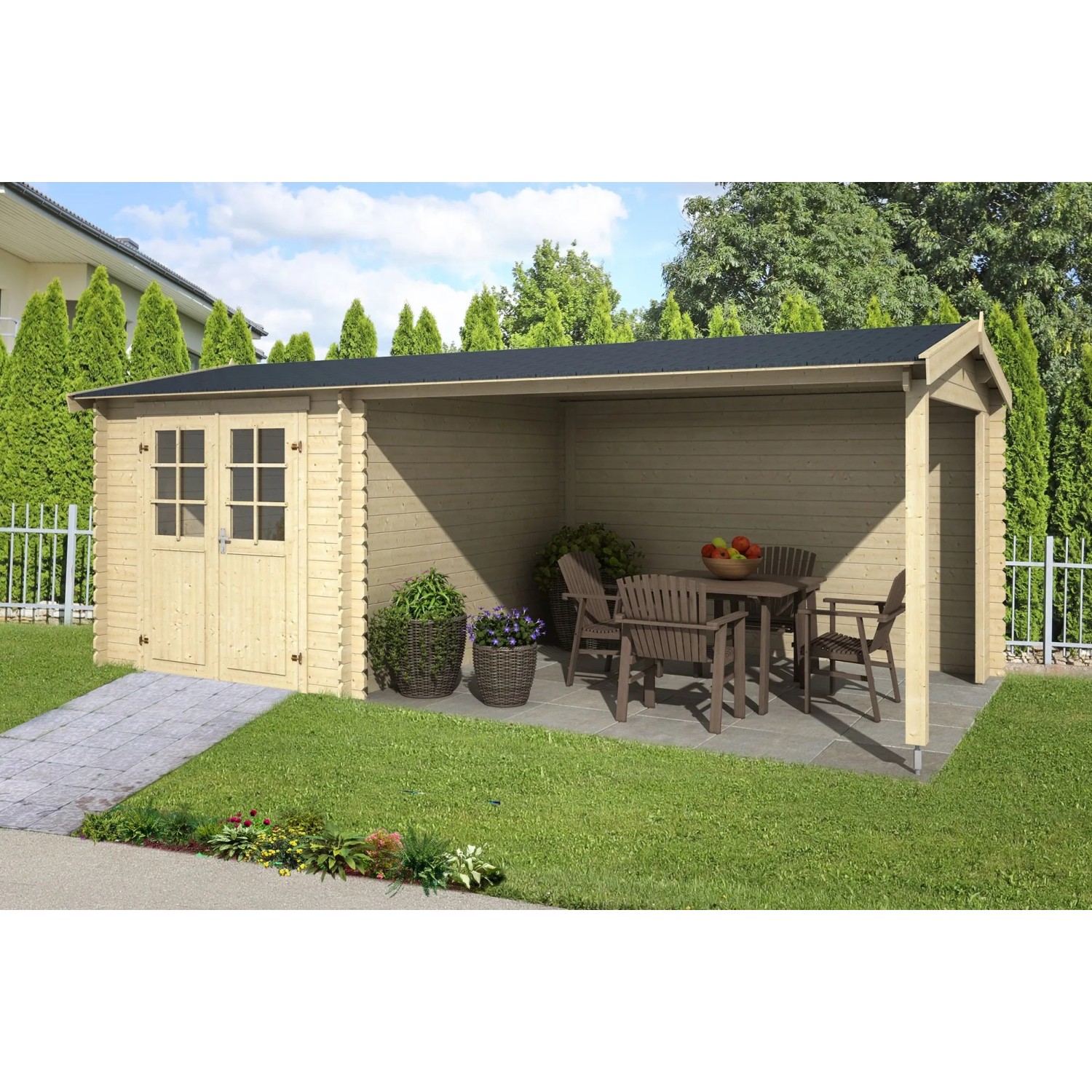 Lasita Gartenhaus Ivana 570 cm x 275 cm Natur/Unbehandelt