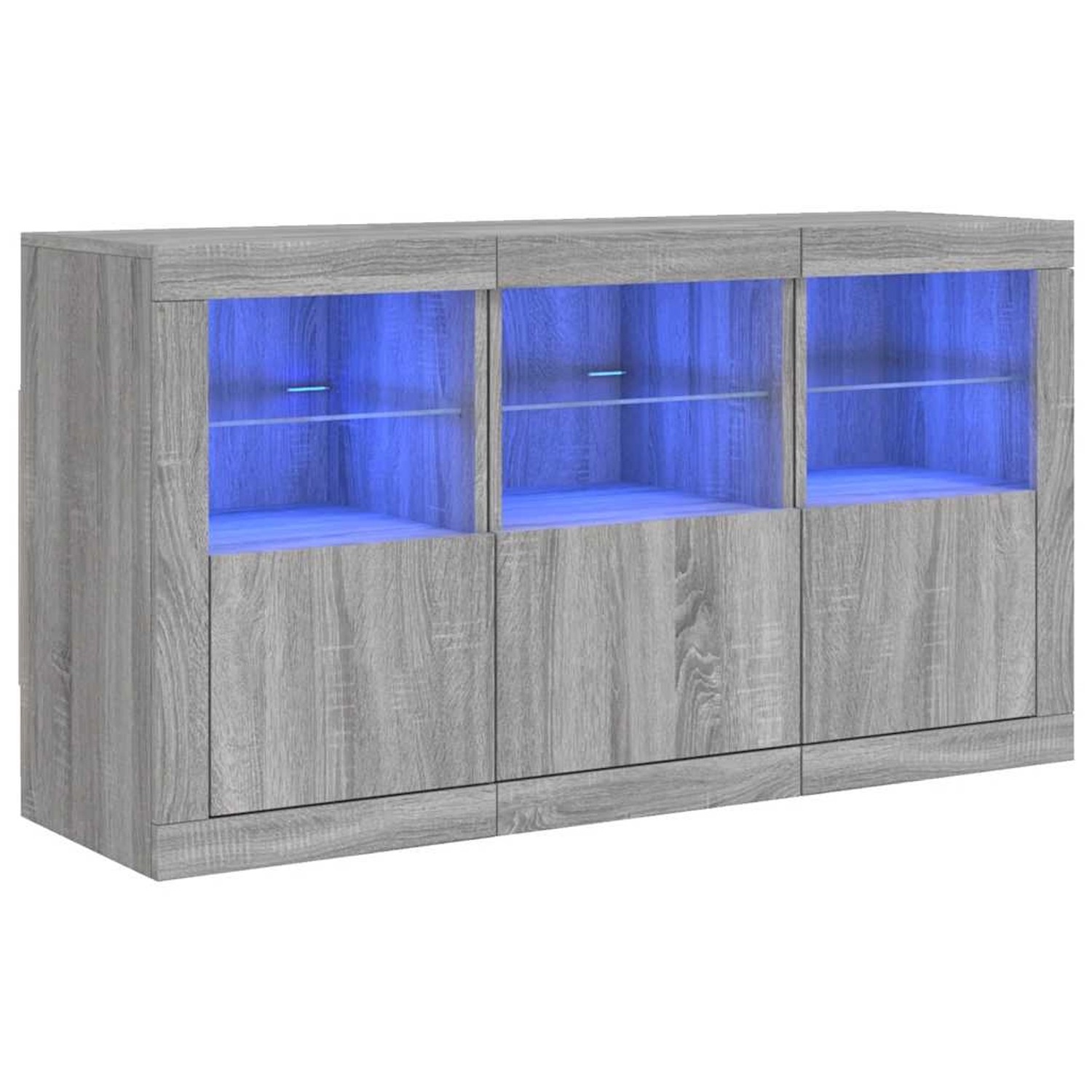 vidaXL Sideboard mit LED-Leuchten Grau Sonoma 123x37x67 cm 3209063 günstig online kaufen