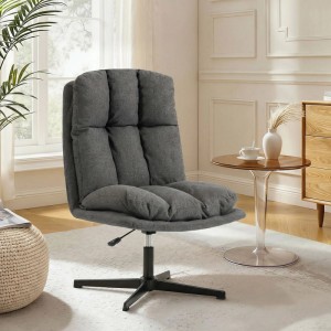 Dunkelgrauer HOMCOM Accent Chair, drehbar & höhenverstellbar, mit gepolstertem Sitz in Leinenoptik. Ideal als Relaxsessel.