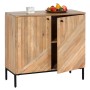 MCW Highboard L95 aus Mangoholz mit 2 Türen, 3 Regalböden und schwarzen Metallfüßen.