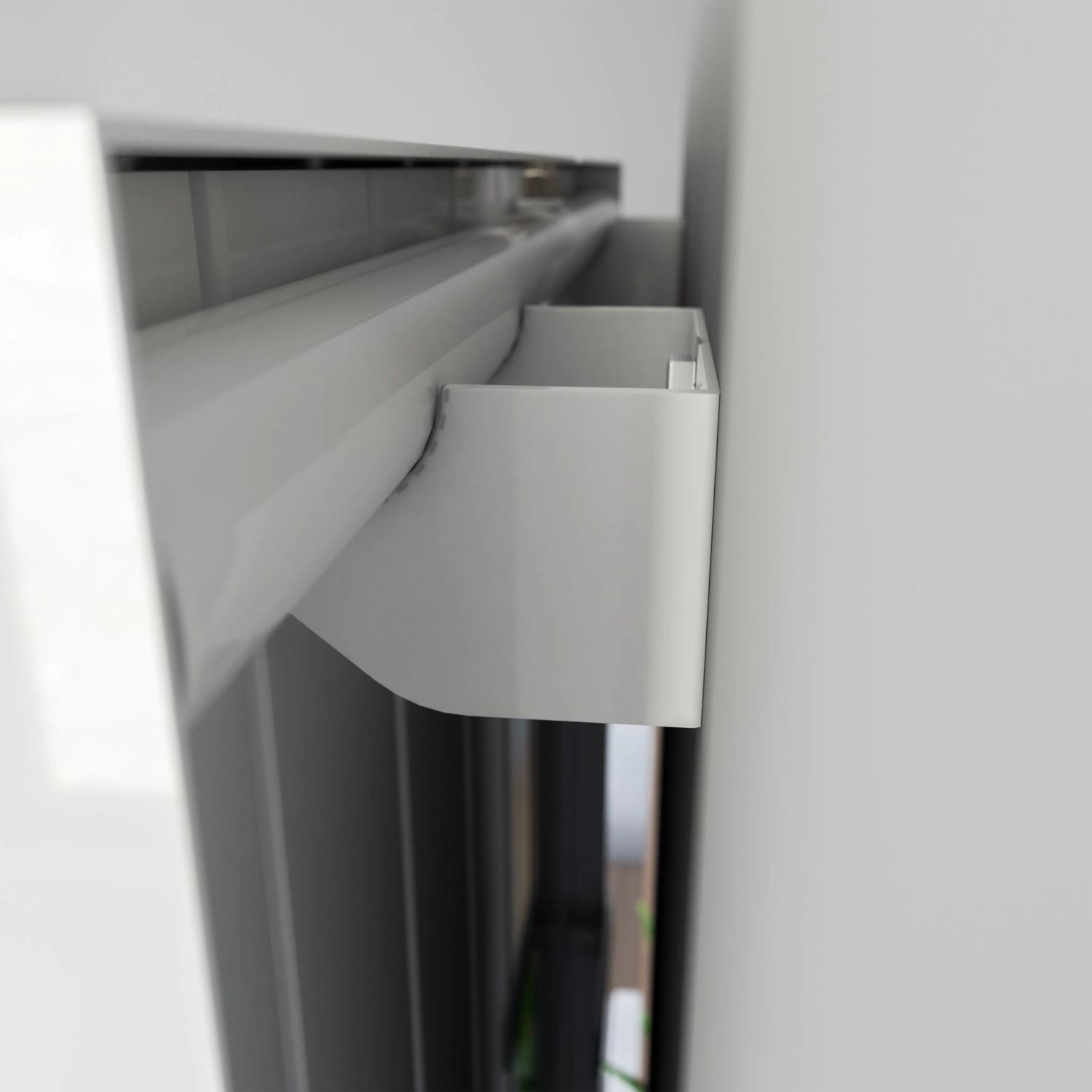 Detailaufnahme: Weißer Schulte Design-Heizkörper NewYork mit Spiegel, seitliche Wandmontage.