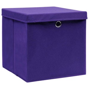 vidaXL Aufbewahrungsboxen mit Deckeln 10 Stk 28x28x28 cm Lila 325214