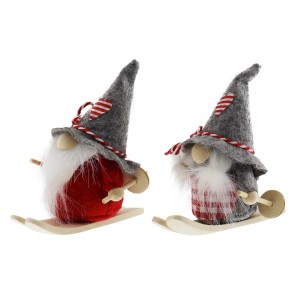 Weihnachtsdeko Wichtel auf Skiern 10 cm Mehrfarbig 2-fach Sortiert