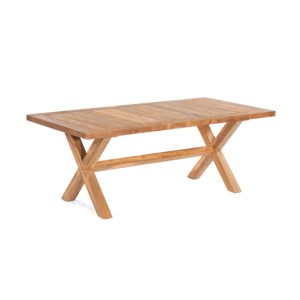Naturfarbener Gartentisch aus Teakholz, Modell Standford, 200x100x76 cm.