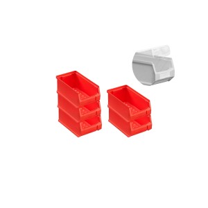 SparSet: 5 rote Sichtlagerboxen 0,8L mit Abdeckung, 7,5x10x17,5cm, für Aufbewahrungssysteme.