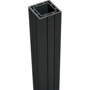 Anthrazitfarbener WPC-Pfosten 240 cm mit Kappe und Pfostenanker für Zaunbau & Sichtschutz.
