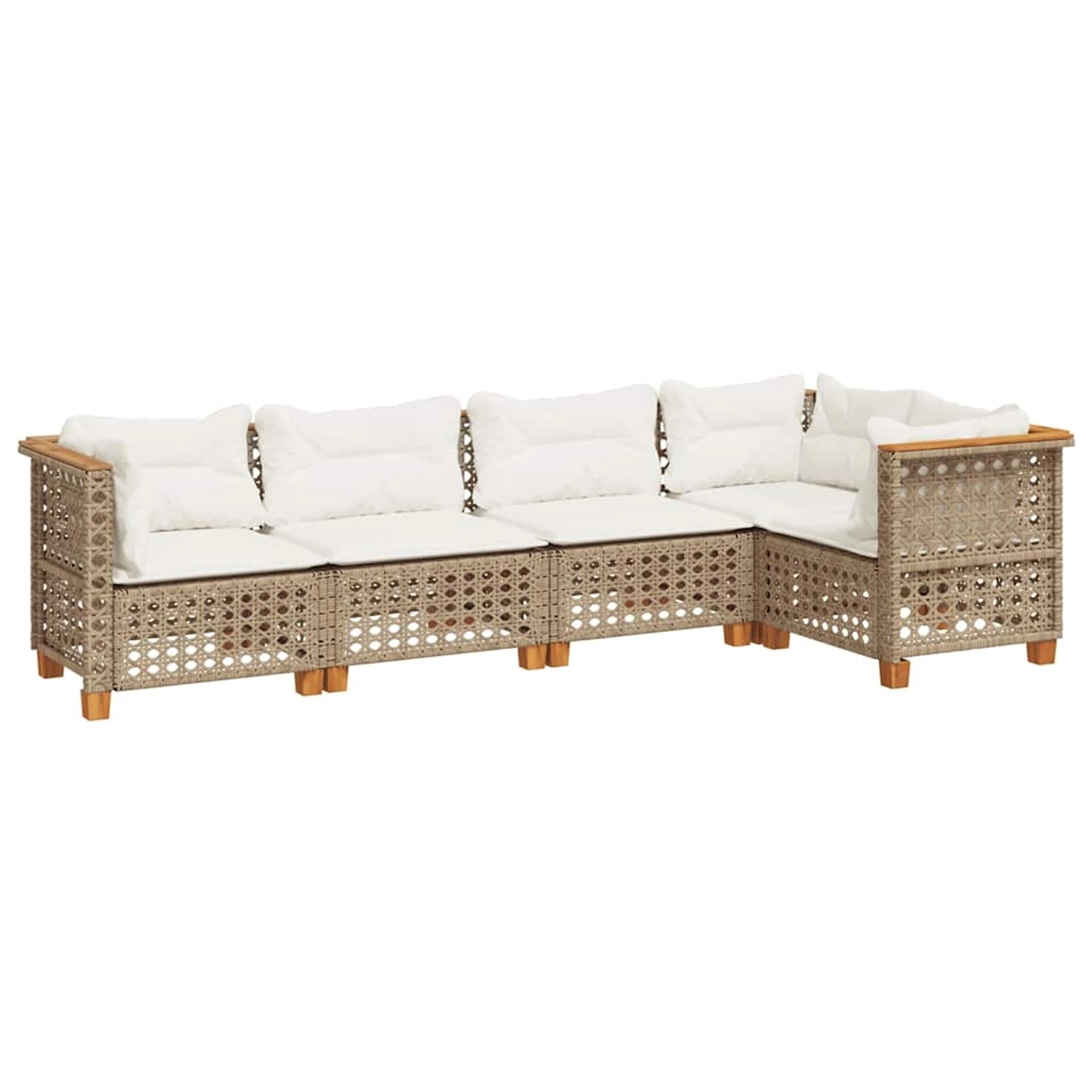 vidaXL 5-Tlg Garten-Sofagarnitur mit Kissen Beige Poly Rattan 3261814 günstig online kaufen