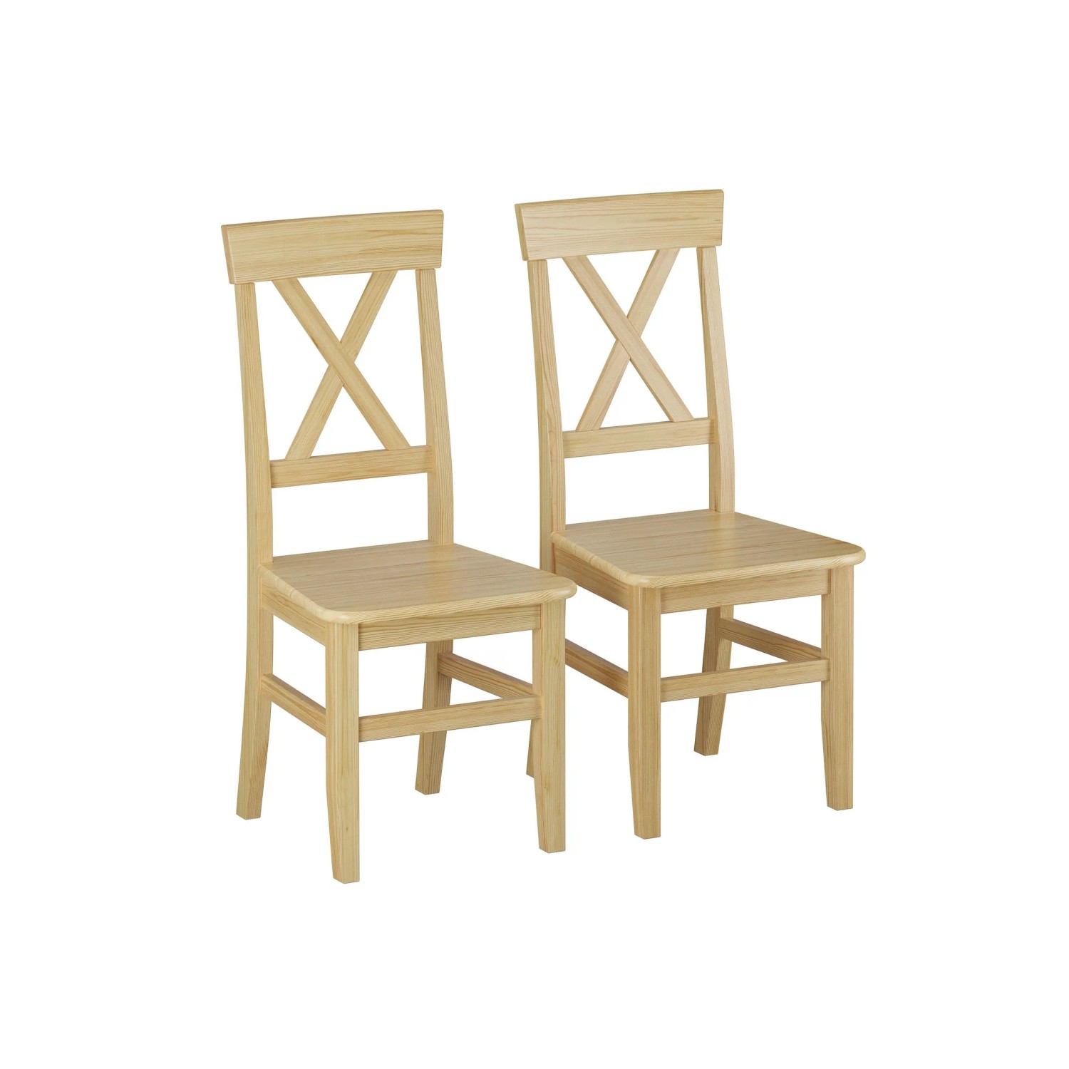 Erst-Holz Elegante Küchenstühle Landhaus Kiefer Massiv Doppelpack