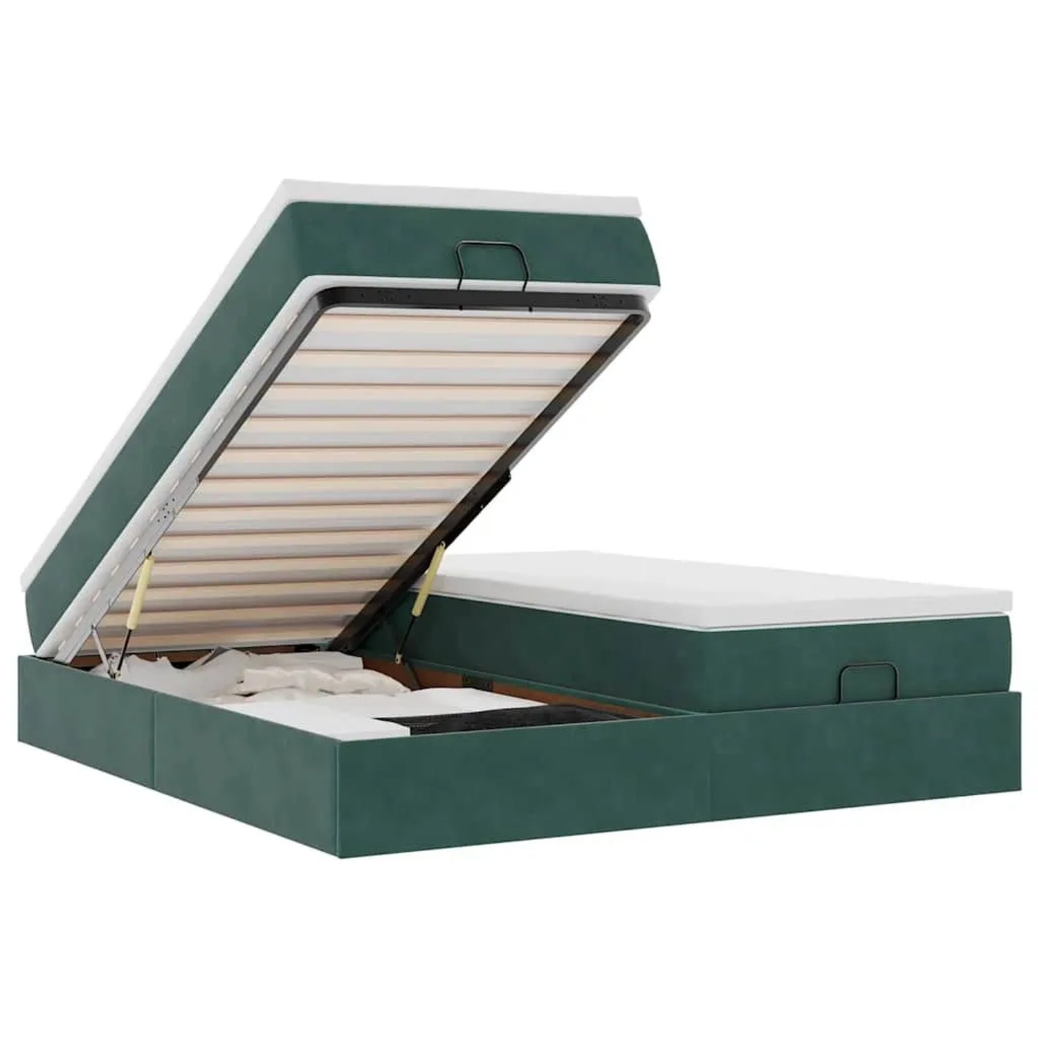 vidaXL Ottoman-Bett mit Matratzen Dunkelgrün 160x200 cm Samt 3311258