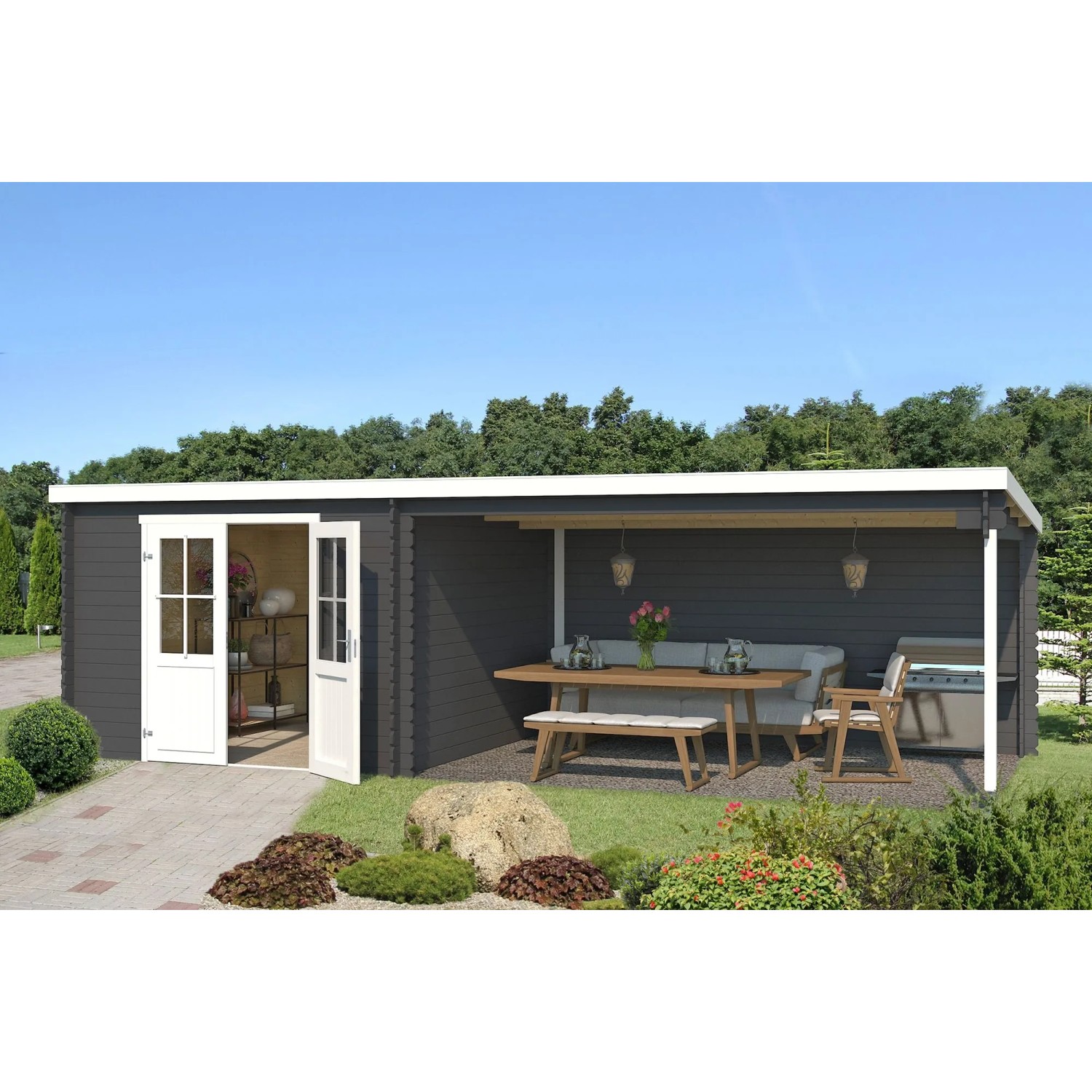 Lasita Gartenhaus St Louis 681 cm x 292 cm Carbongrau