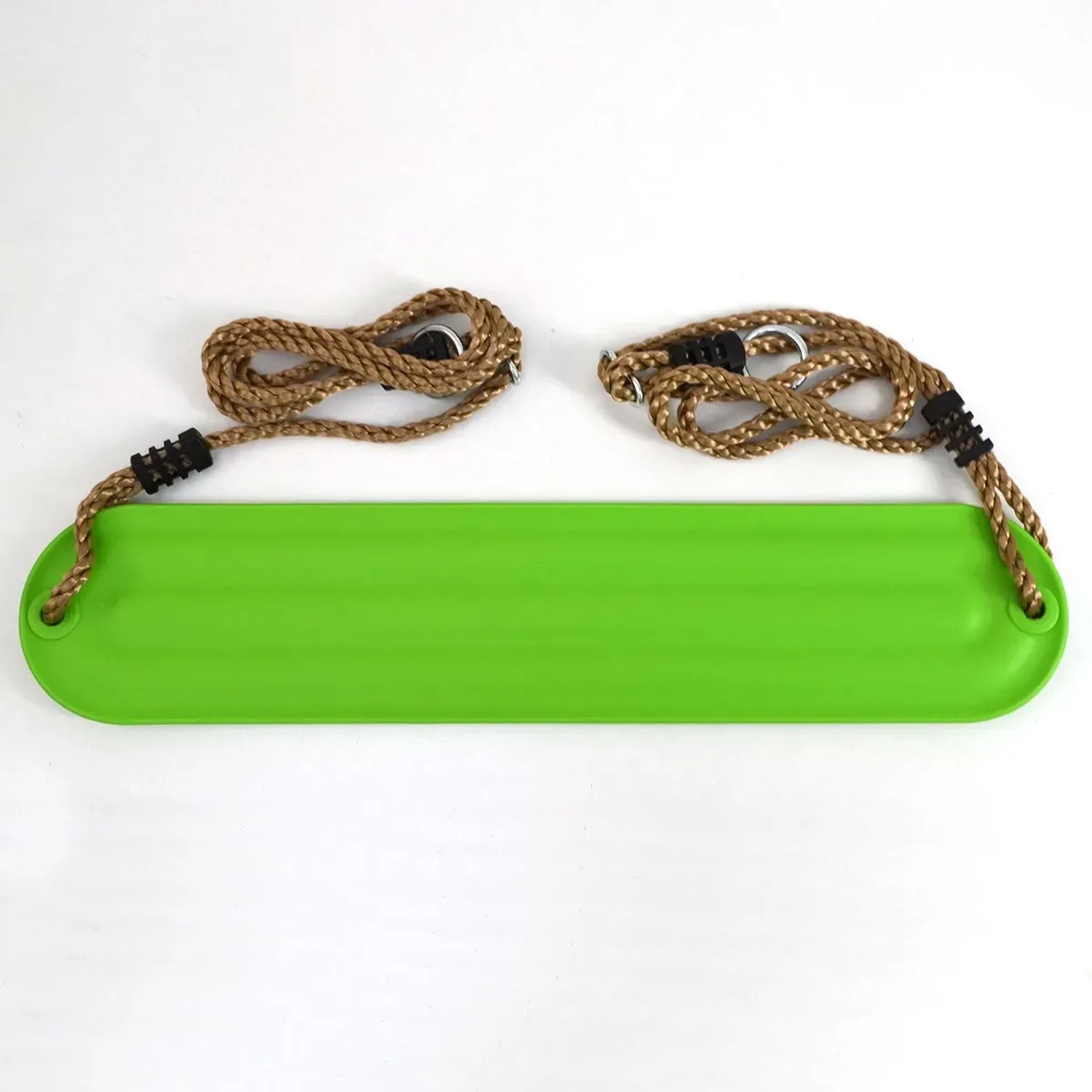 Grüne LittleTom Brettschaukel, 67x14 cm, bis 100 kg belastbar, mit Seilen und Metallringen.