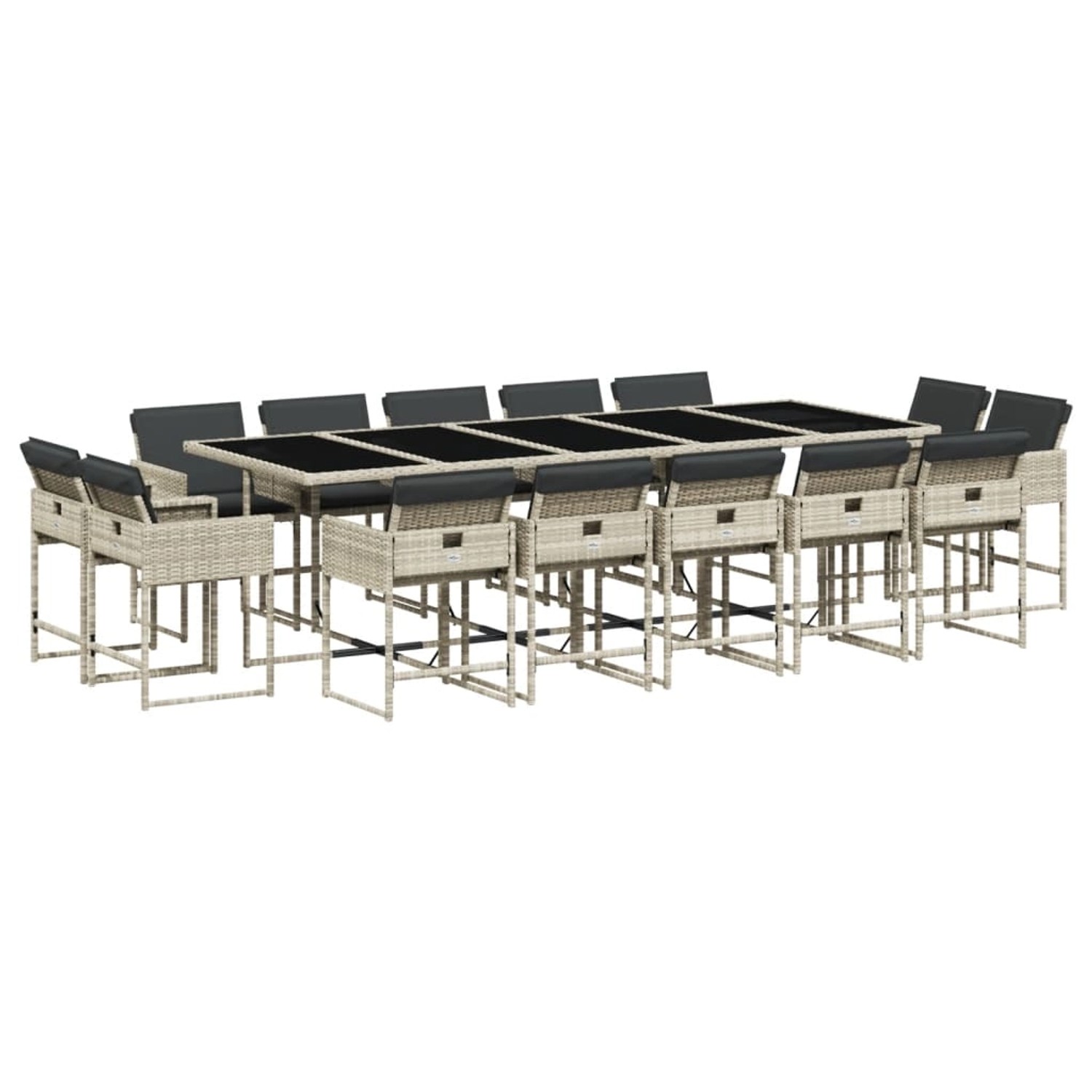 vidaXL 15-Tlg Garten-Essgruppe mit Kissen Hellgrau Poly Rattan 3211415 günstig online kaufen