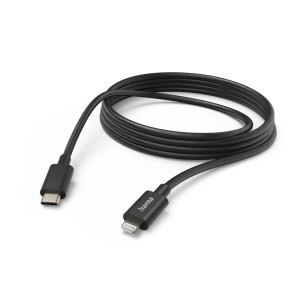 Schwarzes Hama USB-C auf Lightning Ladekabel, 3m, für Apple iPhone und iPad.