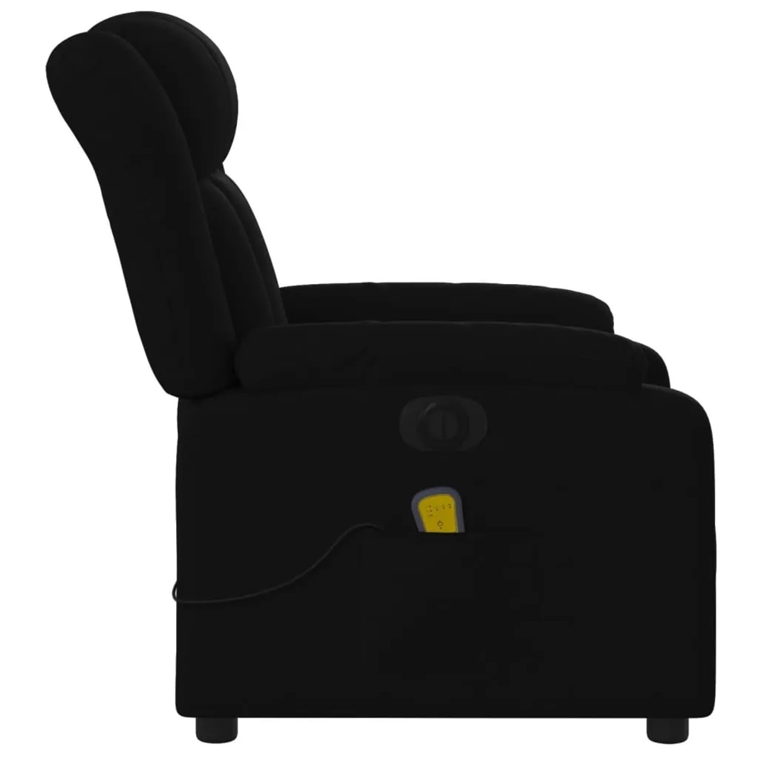 Schwarzer elektrischer Massagesessel aus Samt von vidaXL, Modell 14. Relaxsessel mit Vibrationsmassage.
