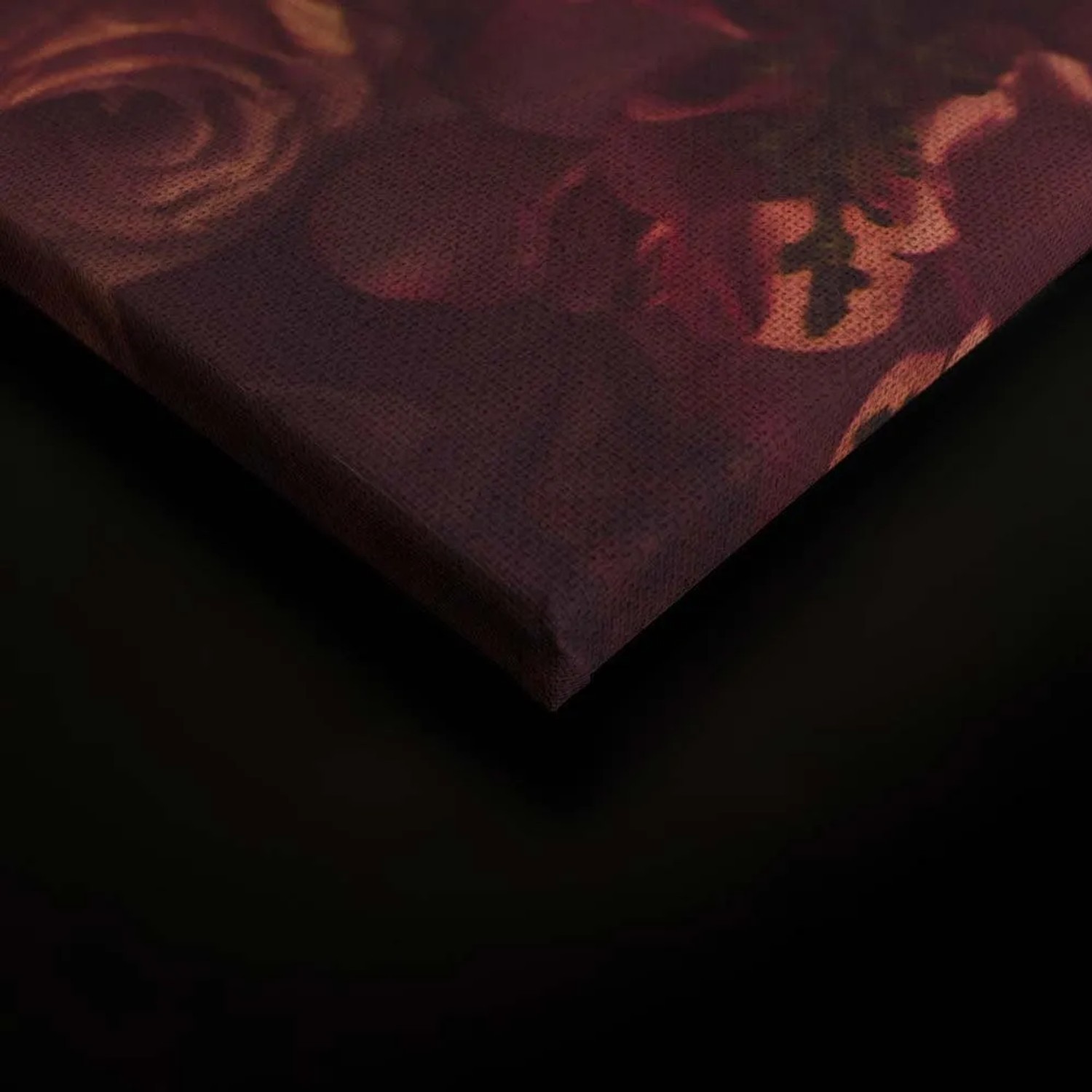 Leinwandbild mit Rosen und Hortensien in Rosa und Orange. Nostalgisches Wandbild für Wohn- und Esszimmer.