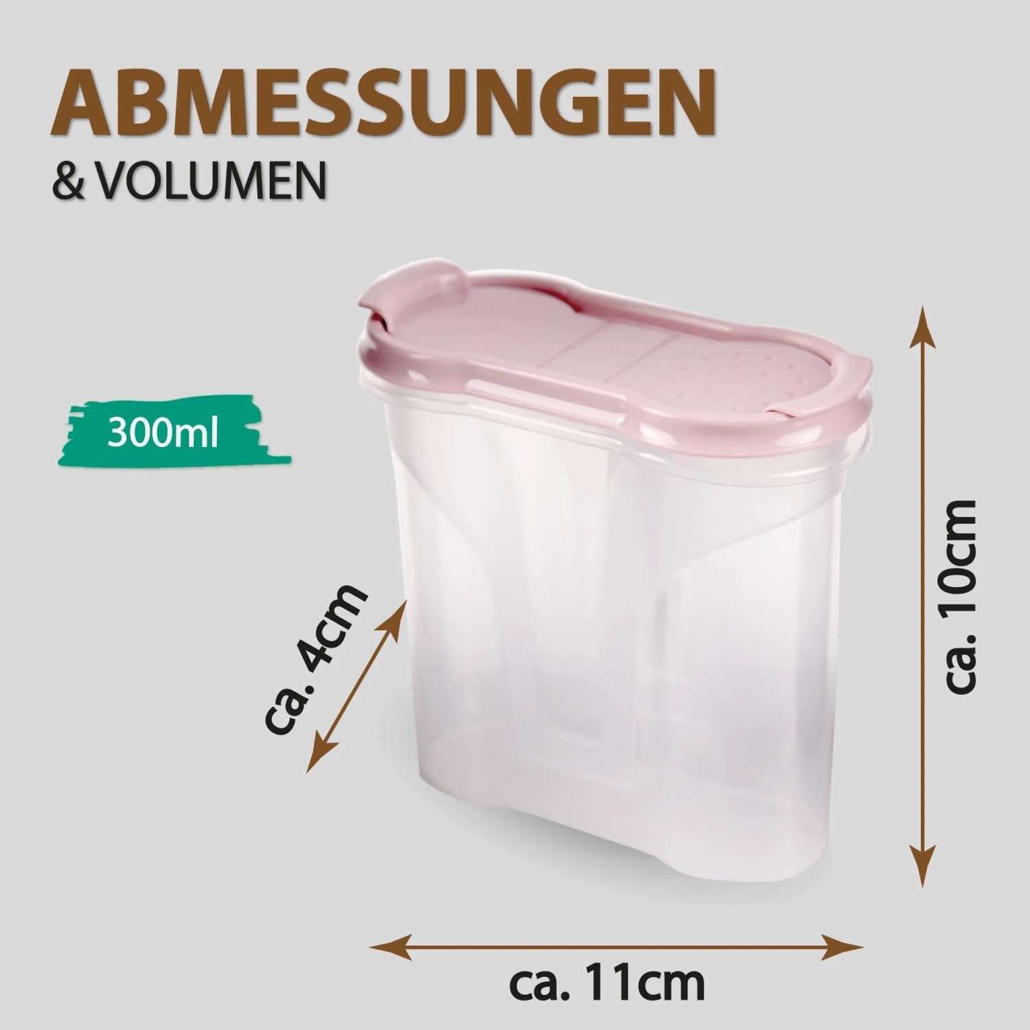 Bestlivings Gewürzdose Altrose, 300ml Schüttdose, 8er Pack. Vorratsdose aus Kunststoff mit rosa Deckel.