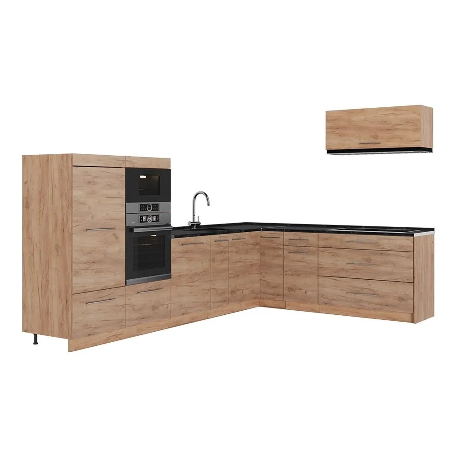 Vicco Eckküche Fame-Line Goldkraft Eiche/Goldkraft Eiche 327 x 154 AP Anthrazit Art Nr 64392