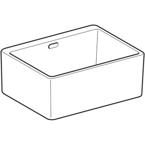 Weißes Geberit Publica Mehrzweckbecken 50 cm mit Überlauf für öffentliche Bereiche.