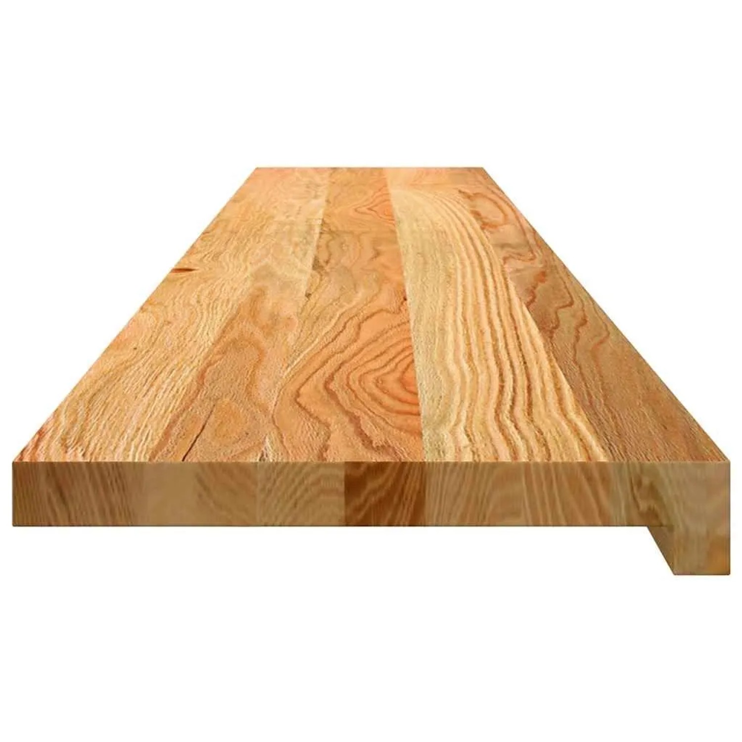 Hellbraune Massivholz-Fensterbank aus Eiche mit deutlicher Holzmaserung.