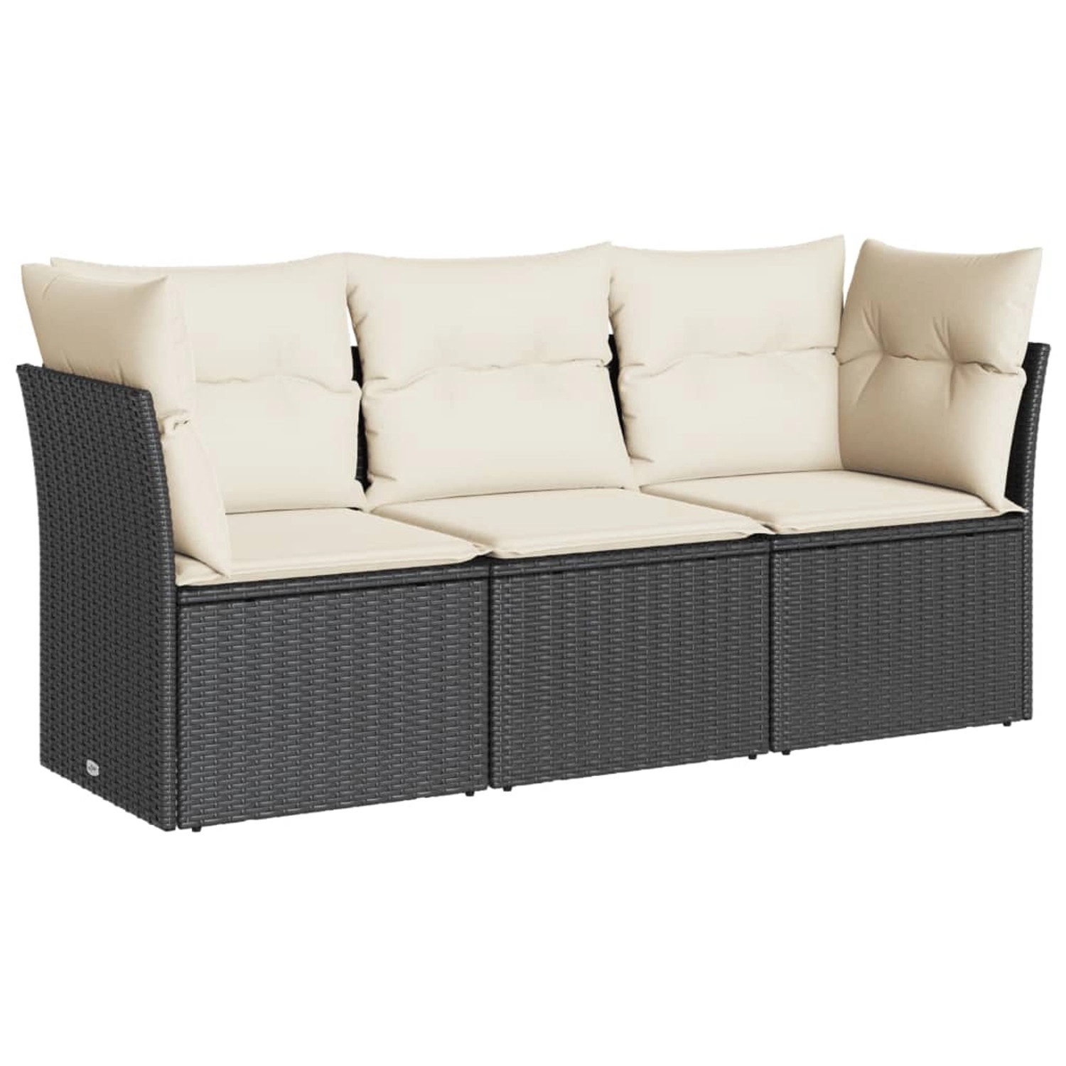 vidaXL 3-Tlg Garten-Sofagarnitur mit Kissen Schwarz Poly Rattan 3249045 günstig online kaufen