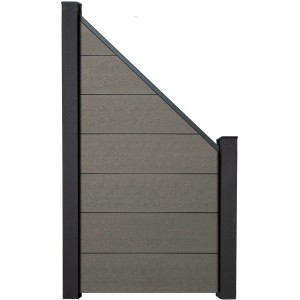GroJa Solid Grande Steckzaun, schräge Ausführung, 90x180/90 cm, grau.